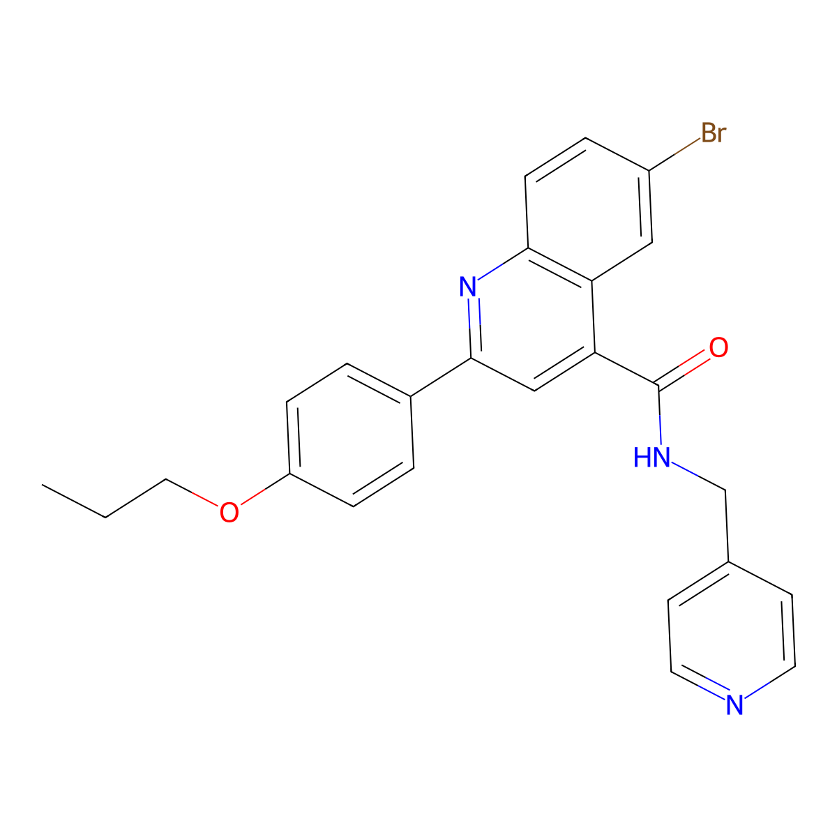 6-bromo-2-(4-propoxyphenyl)-N-(pyridin-4-ylmethyl)quinoline-4-carboxamide molecular structure, CAS 522596-76-5