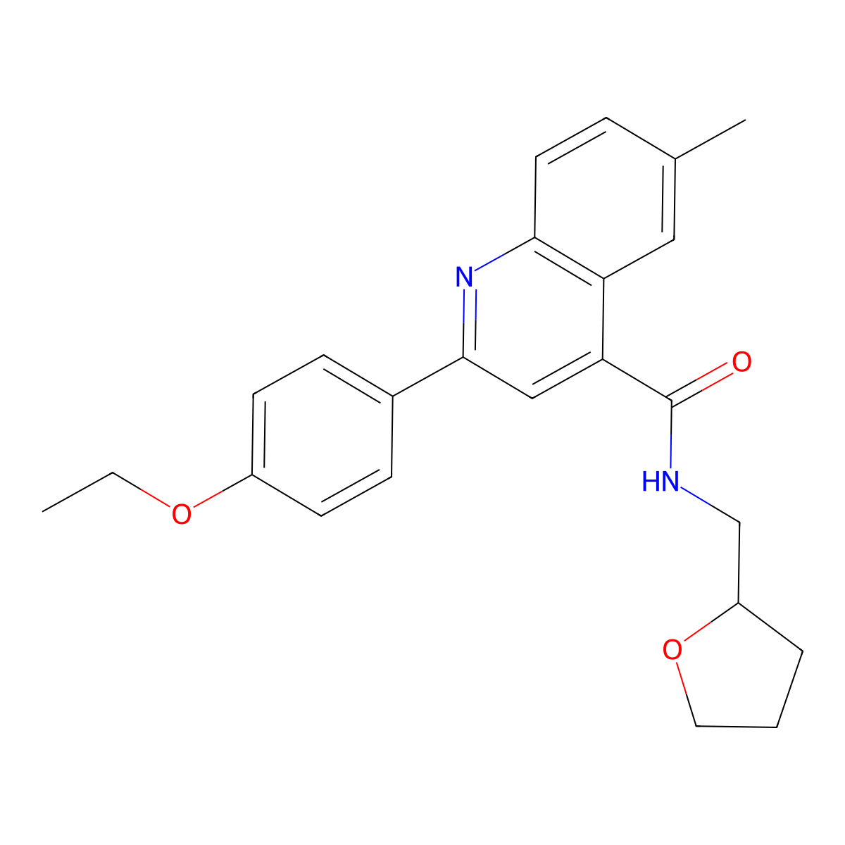 2-(4-ethoxyphenyl)-6-methyl-N-(oxolan-2-ylmethyl)quinoline-4-carboxamide molecular structure, CAS 522596-78-7