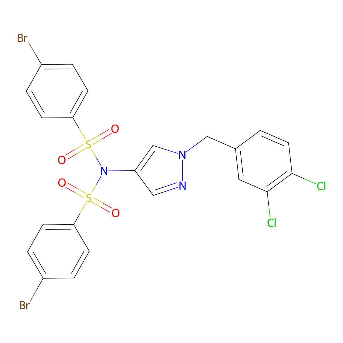 4-bromo-N-(4-bromophenyl)sulfonyl-N-[1-[(3,4-dichlorophenyl)methyl]pyrazol-4-yl]benzenesulfonamide molecular structure, CAS 522596-83-4