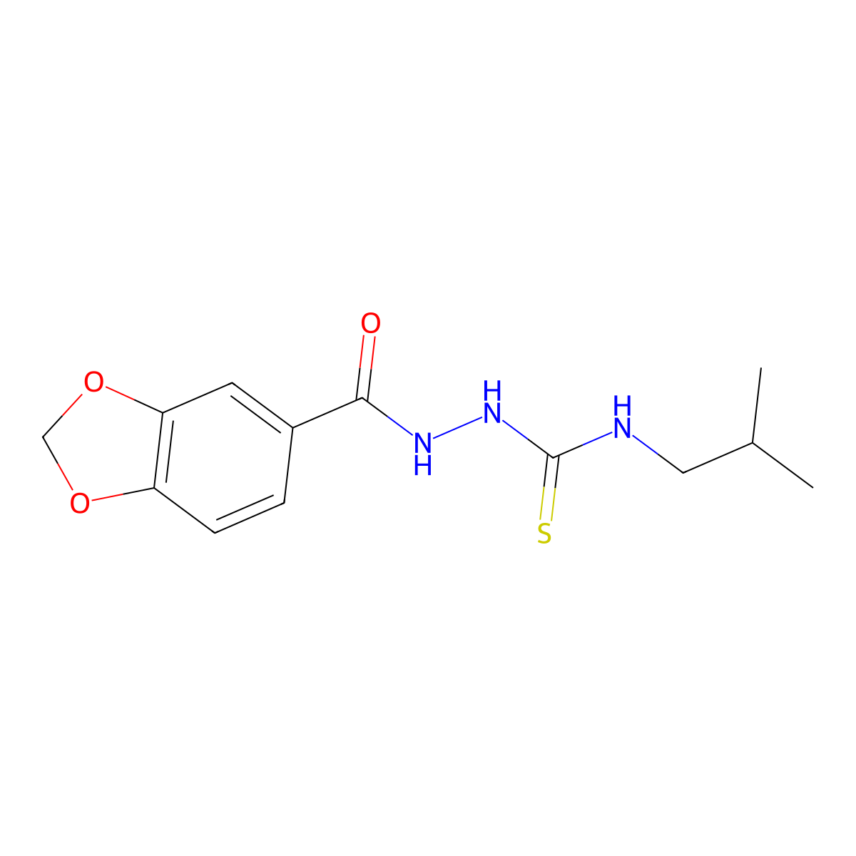 2-(1,3-benzodioxol-5-ylcarbonyl)-N-isobutylhydrazinecarbothioamide molecular structure, CAS 522597-12-2