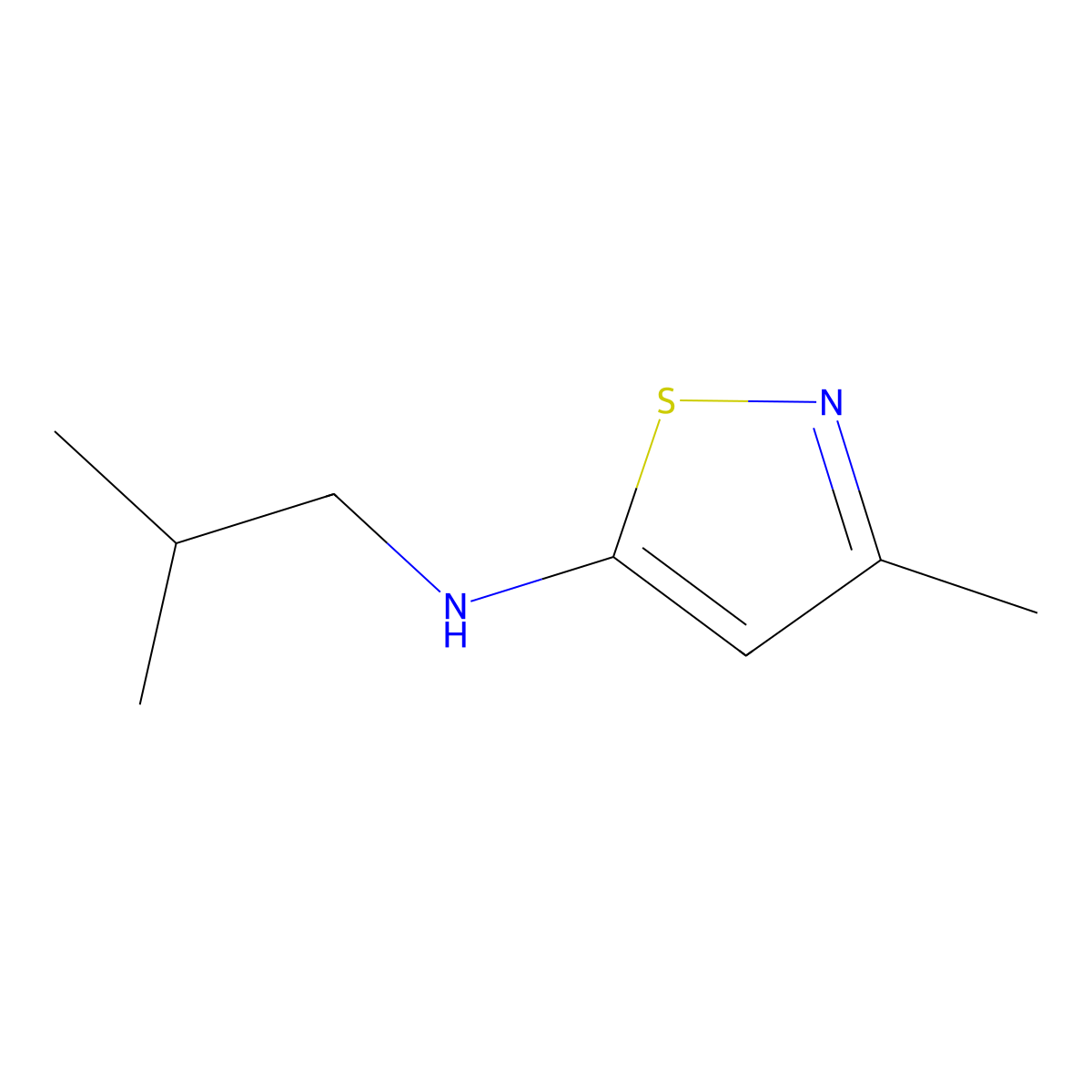 3-methyl-N-(2-methylpropyl)-1,2-thiazol-5-amine molecular structure, CAS 522597-14-4