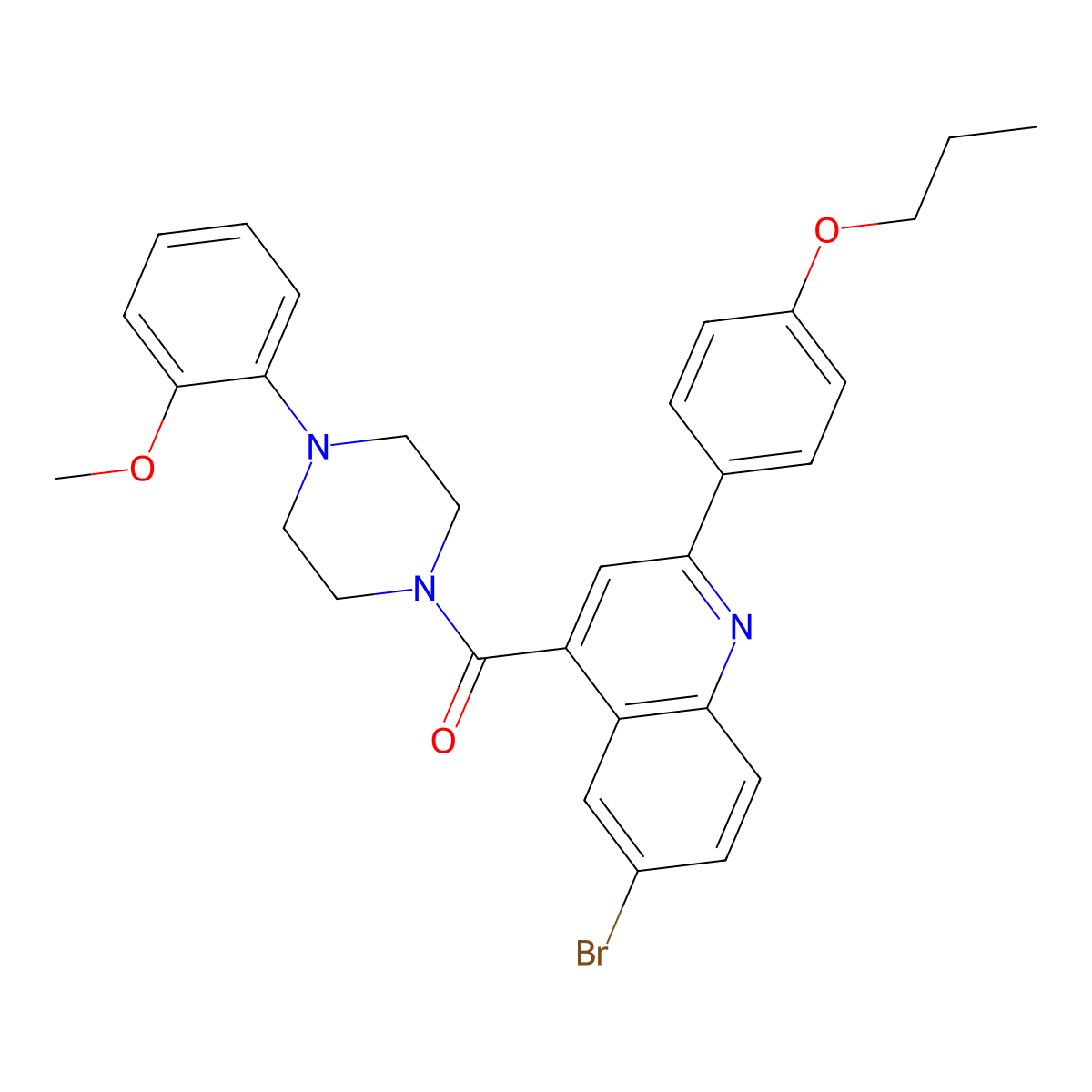 [6-Bromo-2-(4-propoxyphenyl)quinolin-4-yl]-[4-(2-methoxyphenyl)piperazin-1-yl]methanone molecular structure, CAS 522597-25-7