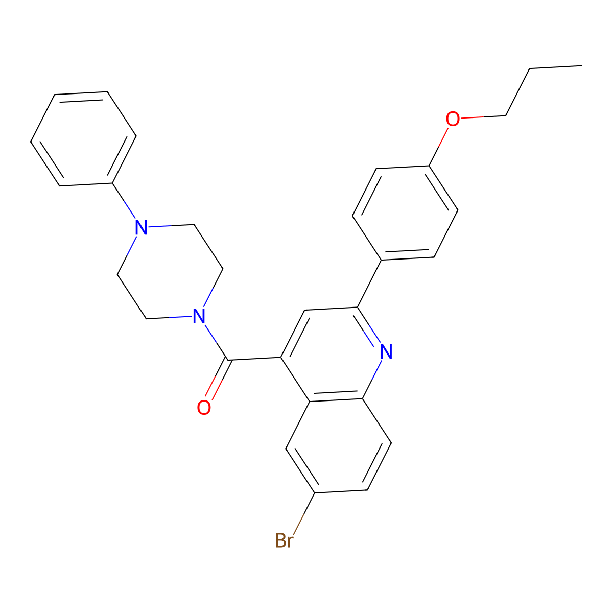 [6-Bromo-2-(4-propoxyphenyl)quinolin-4-yl]-(4-phenylpiperazin-1-yl)methanone molecular structure, CAS 522597-28-0