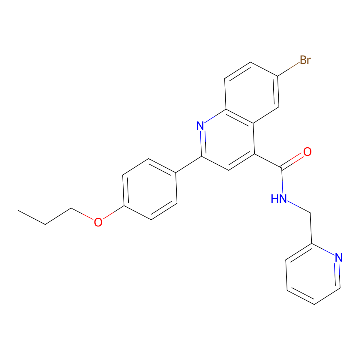 6-bromo-2-(4-propoxyphenyl)-N-(pyridin-2-ylmethyl)quinoline-4-carboxamide molecular structure, CAS 522597-29-1