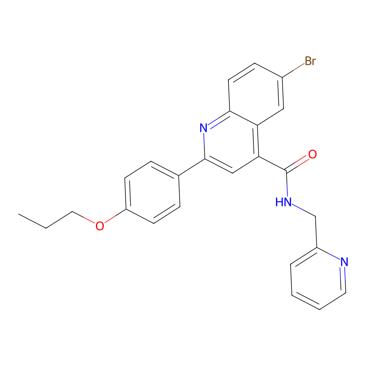 6-bromo-2-(4-propoxyphenyl)-N-(pyridin-2-ylmethyl)quinoline-4-carboxamide molecular structure, CAS 522597-29-1