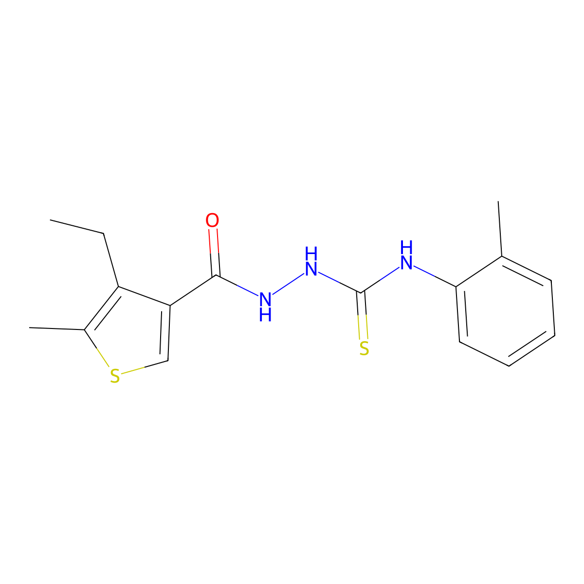 1-[(4-Ethyl-5-methylthiophene-3-carbonyl)amino]-3-(2-methylphenyl)thiourea molecular structure, CAS 522597-34-8