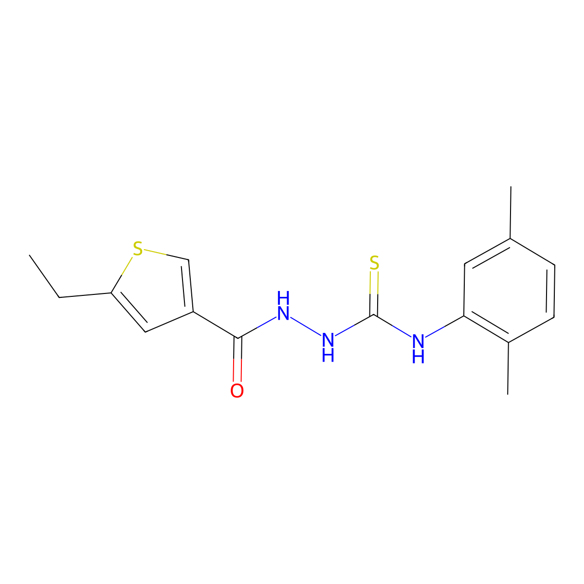 1-(2,5-Dimethylphenyl)-3-[(5-ethylthiophene-3-carbonyl)amino]thiourea molecular structure, CAS 522597-36-0