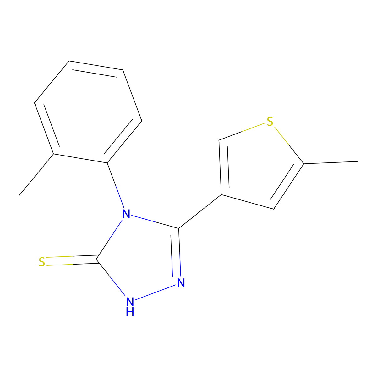 4-(2-methylphenyl)-3-(5-methyl-3-thiophenyl)-1H-1,2,4-triazole-5-thione molecular structure, CAS 522597-43-9