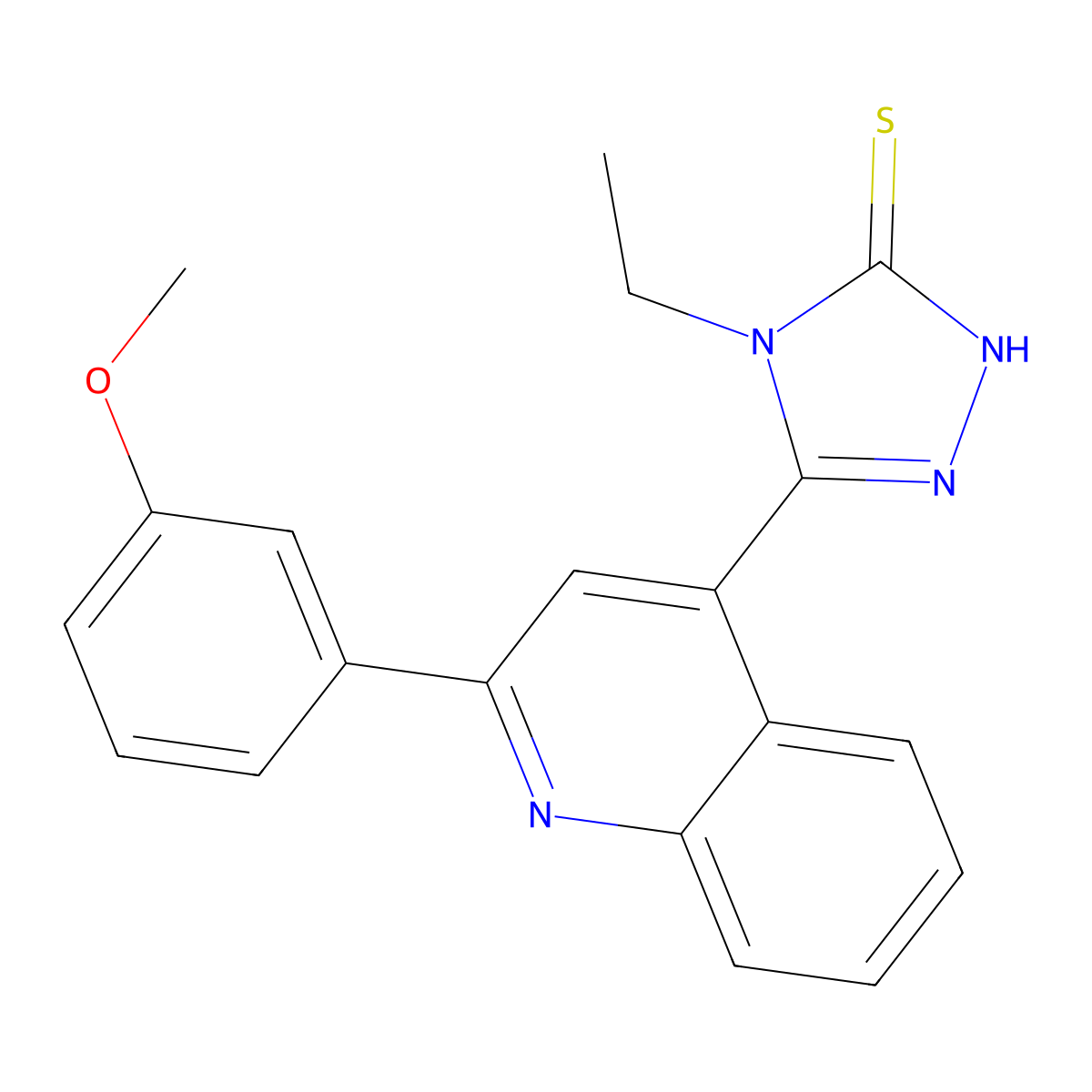 4-ethyl-3-[2-(3-methoxyphenyl)quinolin-4-yl]-1H-1,2,4-triazole-5-thione molecular structure, CAS 522597-44-0