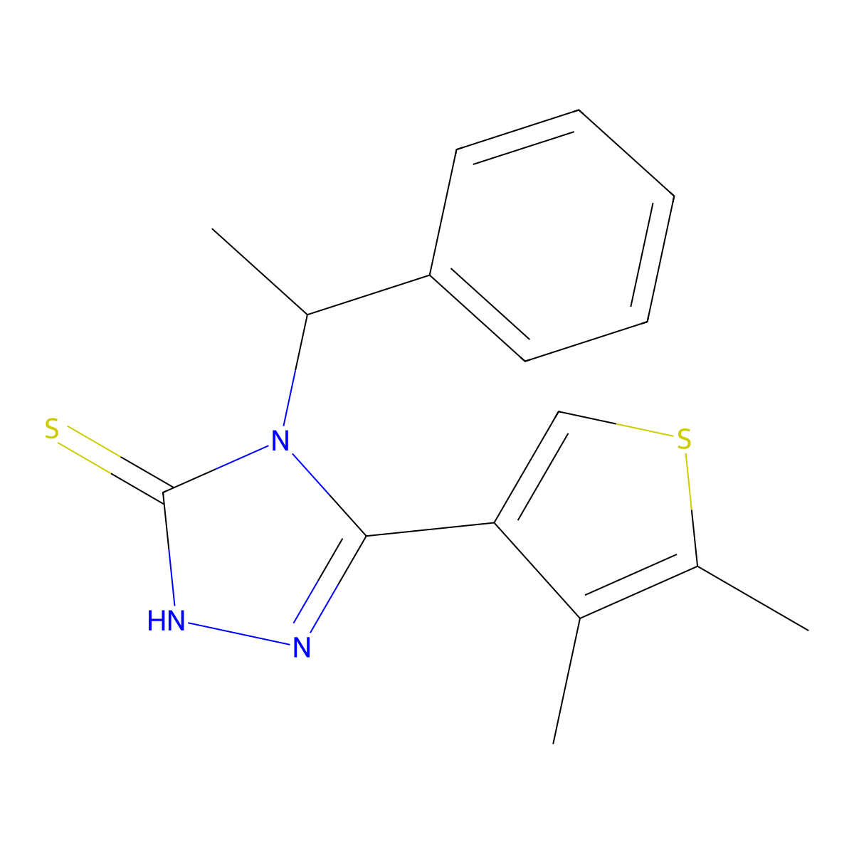 3-(4,5-dimethylthiophen-3-yl)-4-(1-phenylethyl)-1H-1,2,4-triazole-5-thione molecular structure, CAS 522597-45-1