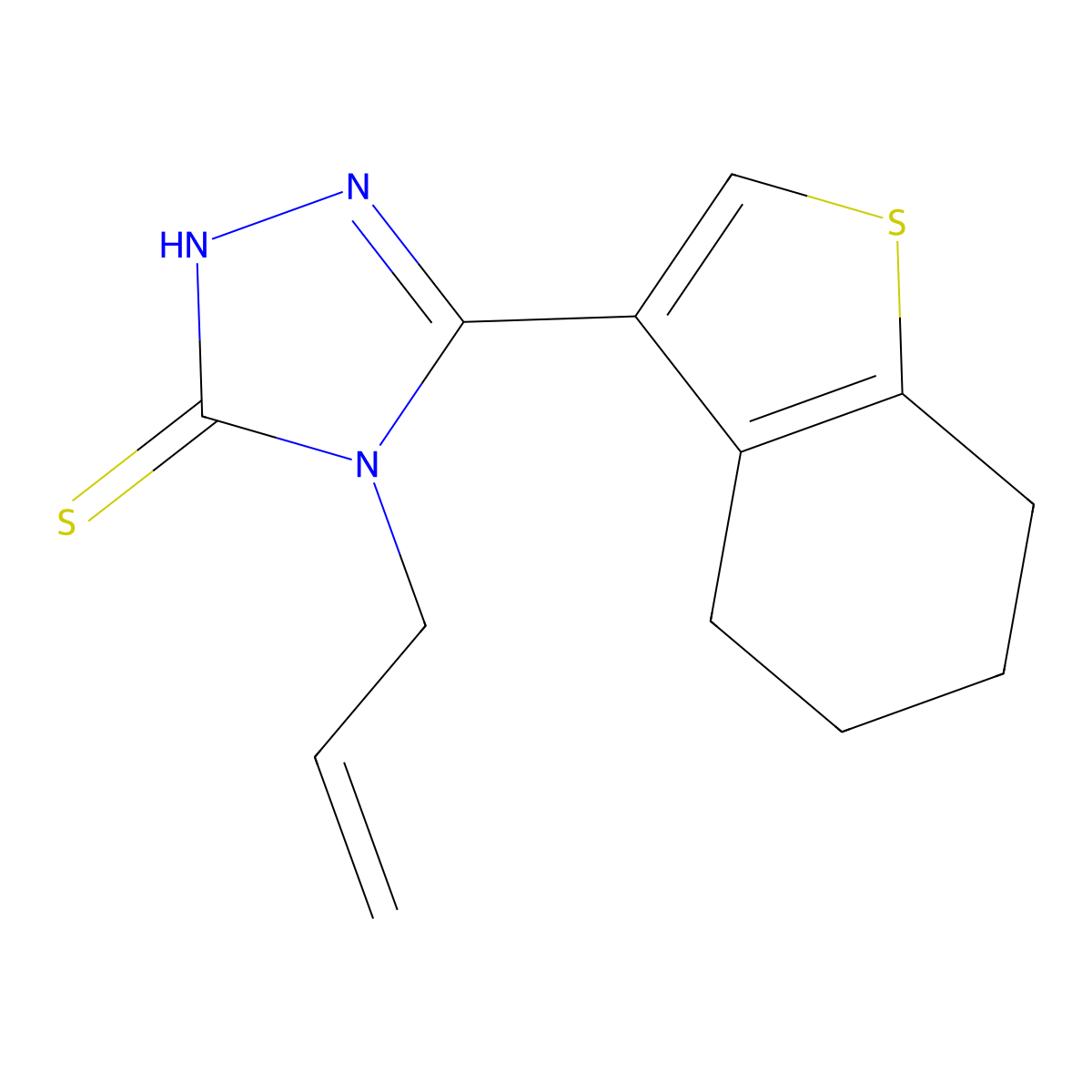 4-allyl-5-(4,5,6,7-tetrahydro-1-benzothien-3-yl)-4H-1,2,4-triazole-3-thiol molecular structure, CAS 522597-46-2