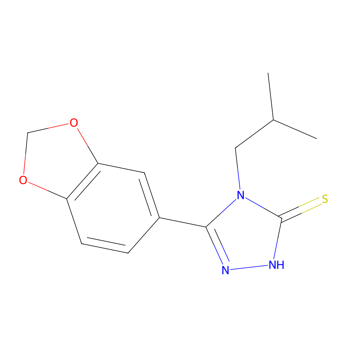 3-(1,3-benzodioxol-5-yl)-4-(2-methylpropyl)-1H-1,2,4-triazole-5-thione molecular structure, CAS 522597-47-3