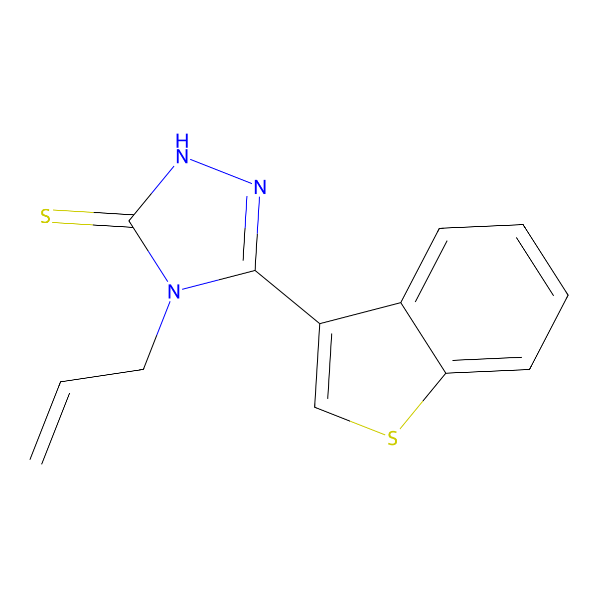 4-allyl-5-(1-benzothien-3-yl)-4H-1,2,4-triazole-3-thiol molecular structure, CAS 522597-48-4
