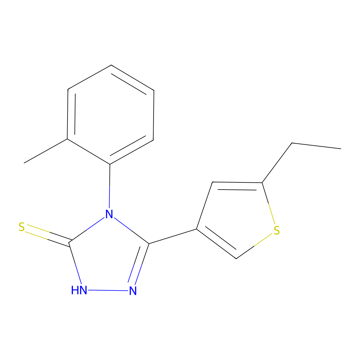 3-(5-ethylthiophen-3-yl)-4-(2-methylphenyl)-1H-1,2,4-triazole-5-thione molecular structure, CAS 522597-50-8