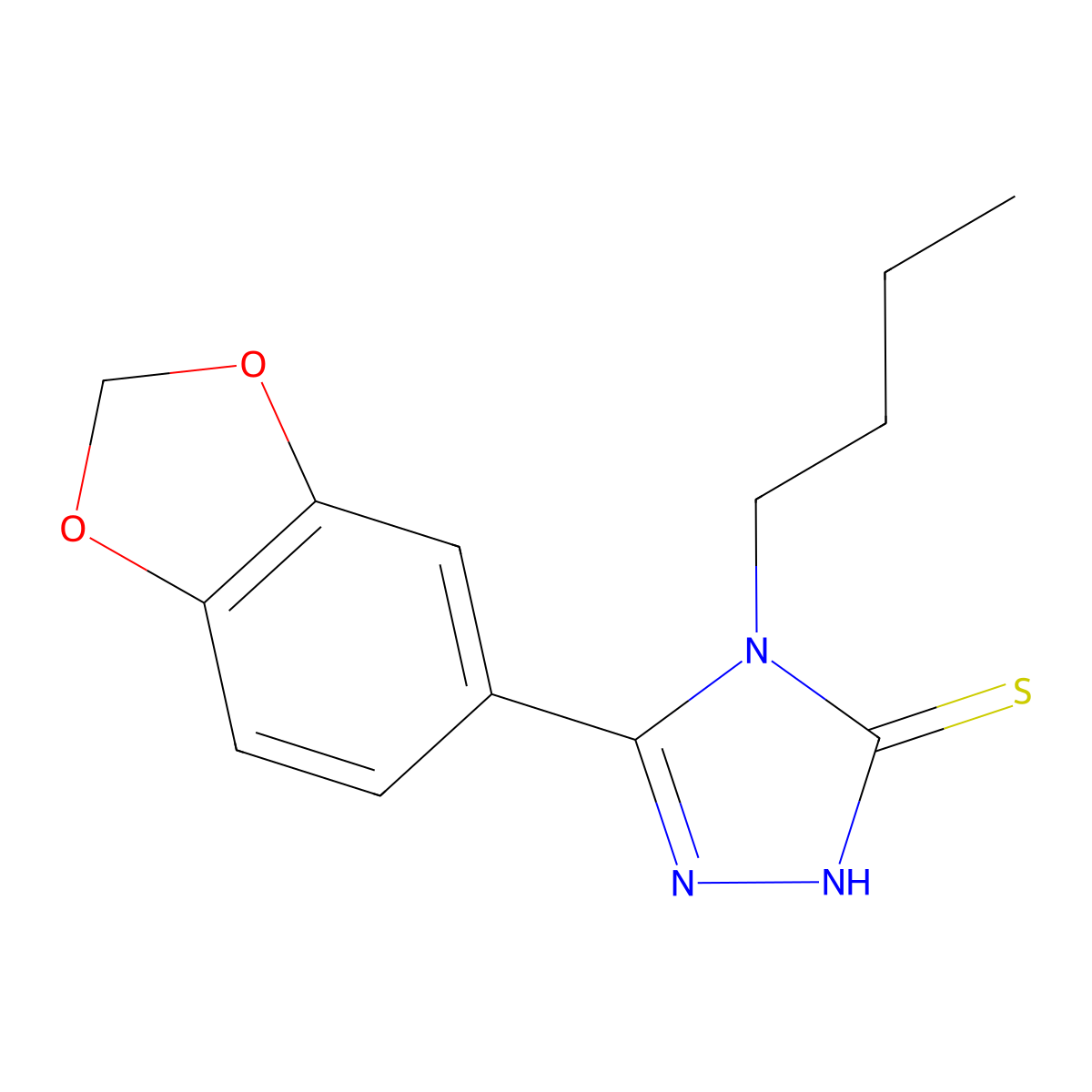 3-(1,3-benzodioxol-5-yl)-4-butyl-1H-1,2,4-triazole-5-thione molecular structure, CAS 522597-51-9