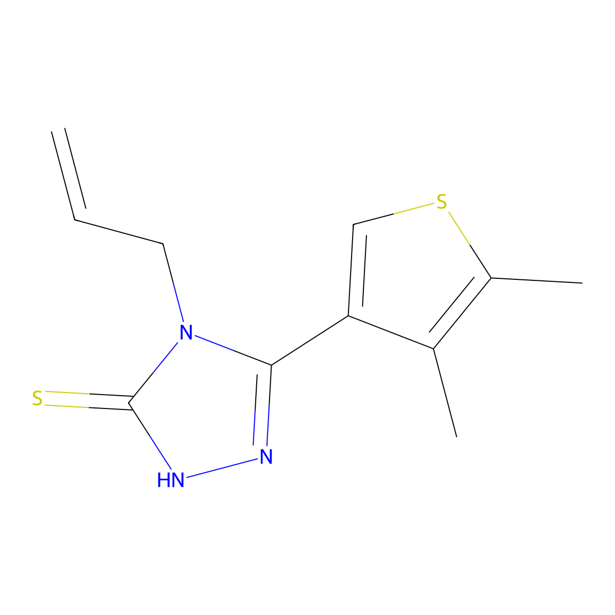 3H-1,2,4-Triazole-3-thione, 5-(4,5-dimethyl-3-thienyl)-2,4-dihydro-4-(2-propen-1-yl)- molecular structure, CAS 522597-54-2
