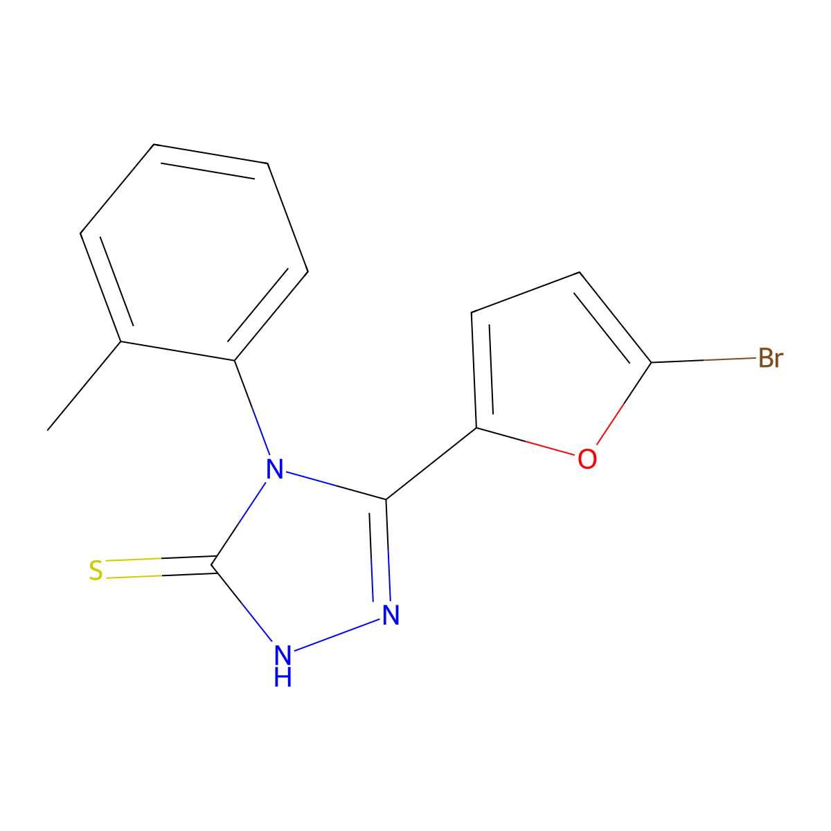 3-(5-bromofuran-2-yl)-4-(2-methylphenyl)-1H-1,2,4-triazole-5-thione molecular structure, CAS 522597-55-3