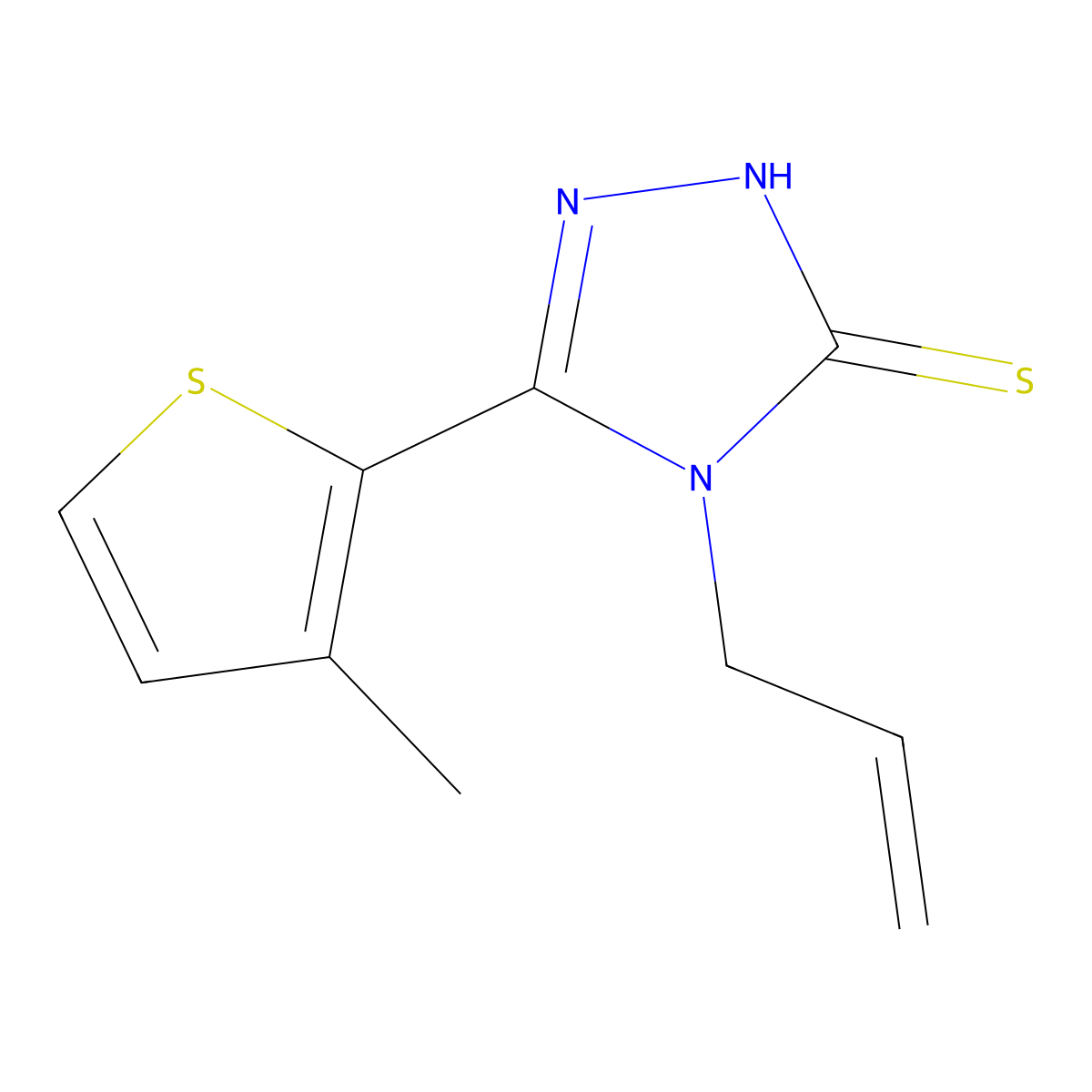 4-allyl-5-(3-methyl-2-thienyl)-4H-1,2,4-triazol-3-yl hydrosulfide molecular structure, CAS 522597-59-7