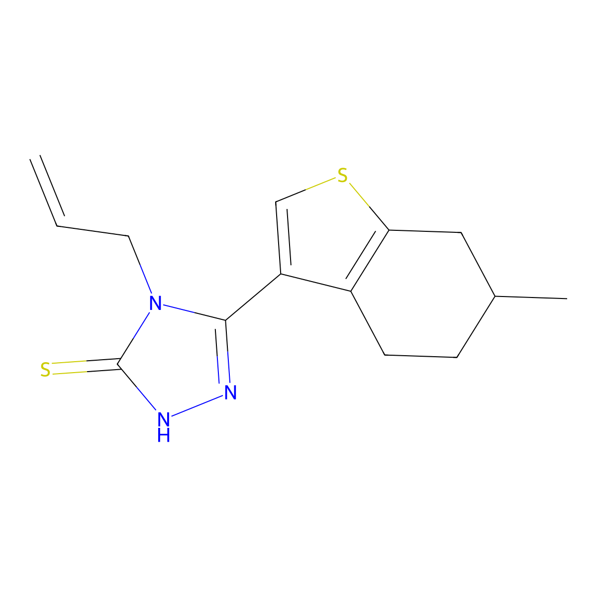 4-allyl-5-(6-methyl-4,5,6,7-tetrahydro-1-benzothien-3-yl)-4H-1,2,4-triazole-3-thiol molecular structure, CAS 522597-60-0