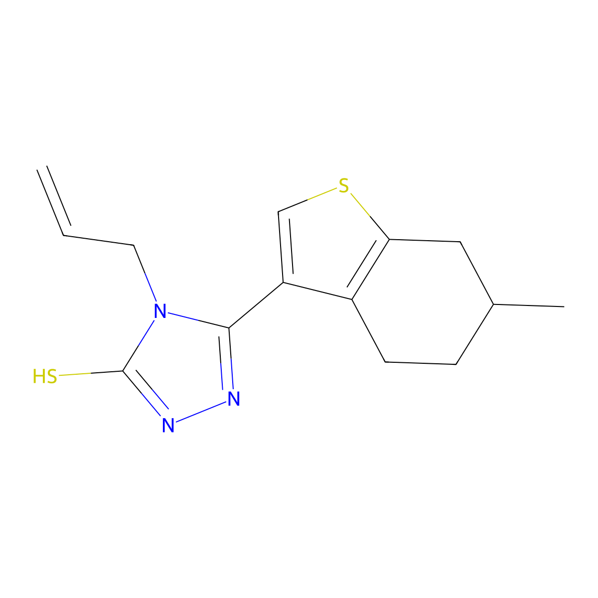 4-allyl-5-(6-methyl-4,5,6,7-tetrahydro-1-benzothien-3-yl)-4H-1,2,4-triazole-3-thiol molecular structure, CAS 522597-60-0