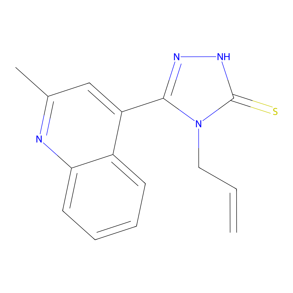 5-(2-methylquinolin-4-yl)-4-(prop-2-en-1-yl)-4H-1,2,4-triazole-3-thiol molecular structure, CAS 522597-62-2
