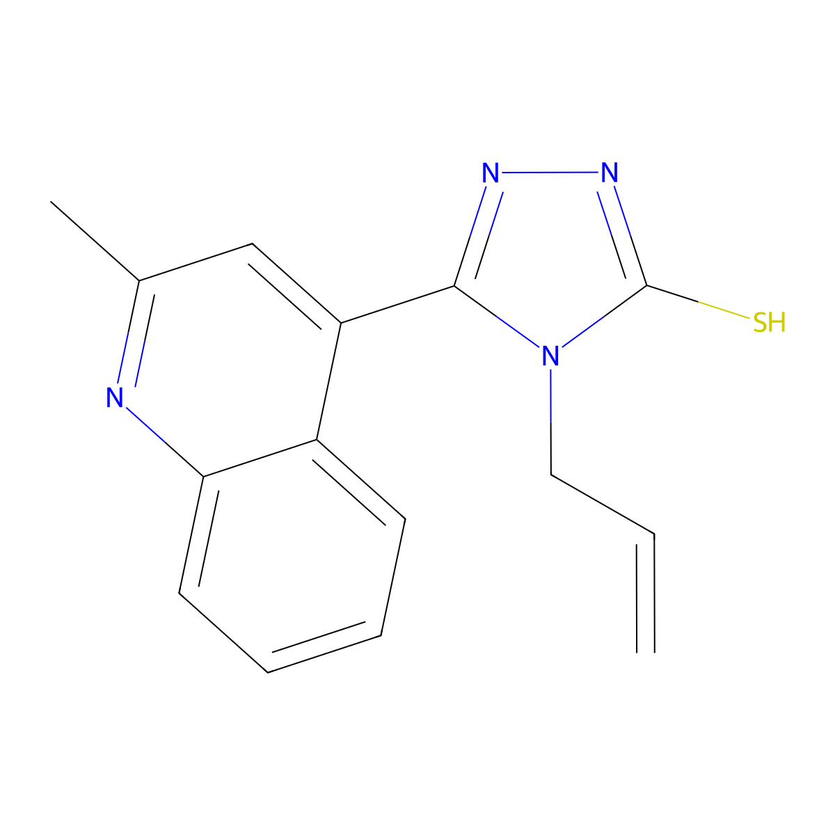 5-(2-methylquinolin-4-yl)-4-(prop-2-en-1-yl)-4H-1,2,4-triazole-3-thiol molecular structure, CAS 522597-62-2