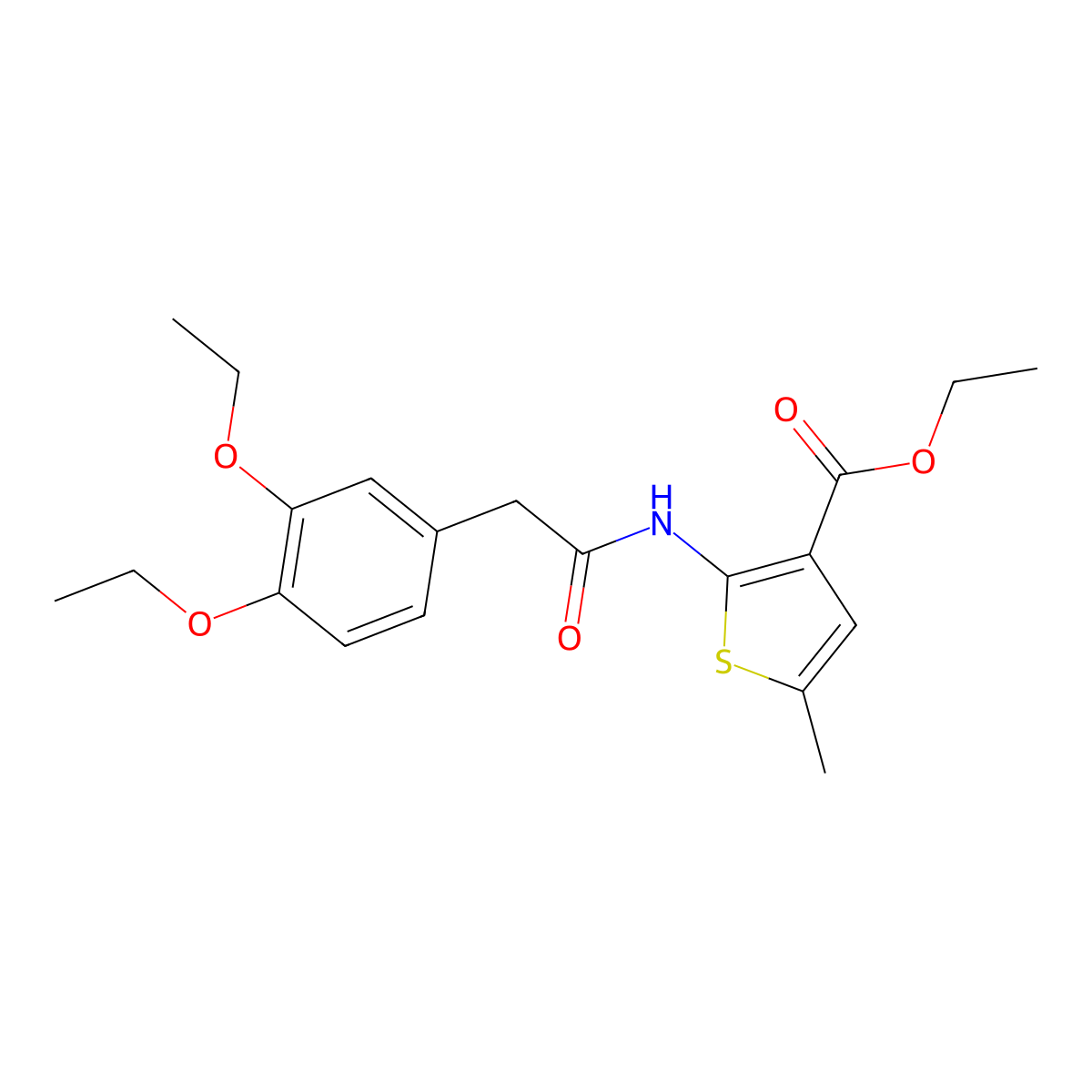 Ethyl 2-{[(3,4-diethoxyphenyl)acetyl]amino}-5-methylthiophene-3-carboxylate molecular structure, CAS 522597-73-5