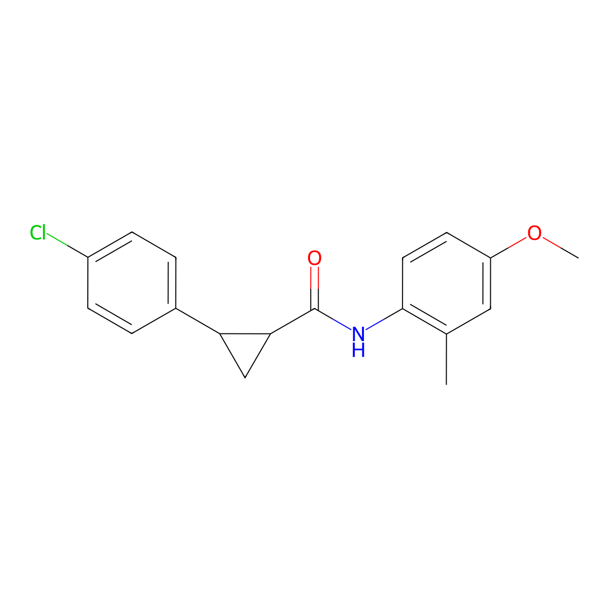 2-(4-chlorophenyl)-N-(4-methoxy-2-methylphenyl)cyclopropanecarboxamide molecular structure, CAS 522597-83-7