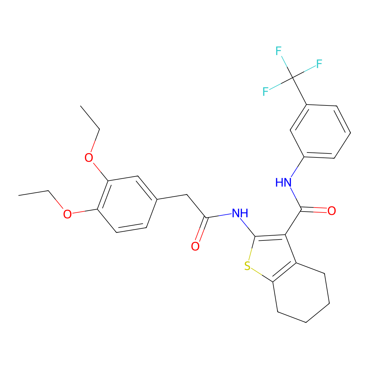 2-{[(3,4-diethoxyphenyl)acetyl]amino}-N-[3-(trifluoromethyl)phenyl]-4,5,6,7-tetrahydro-1-benzothiophene-3-carboxamide molecular structure, CAS 522597-89-3