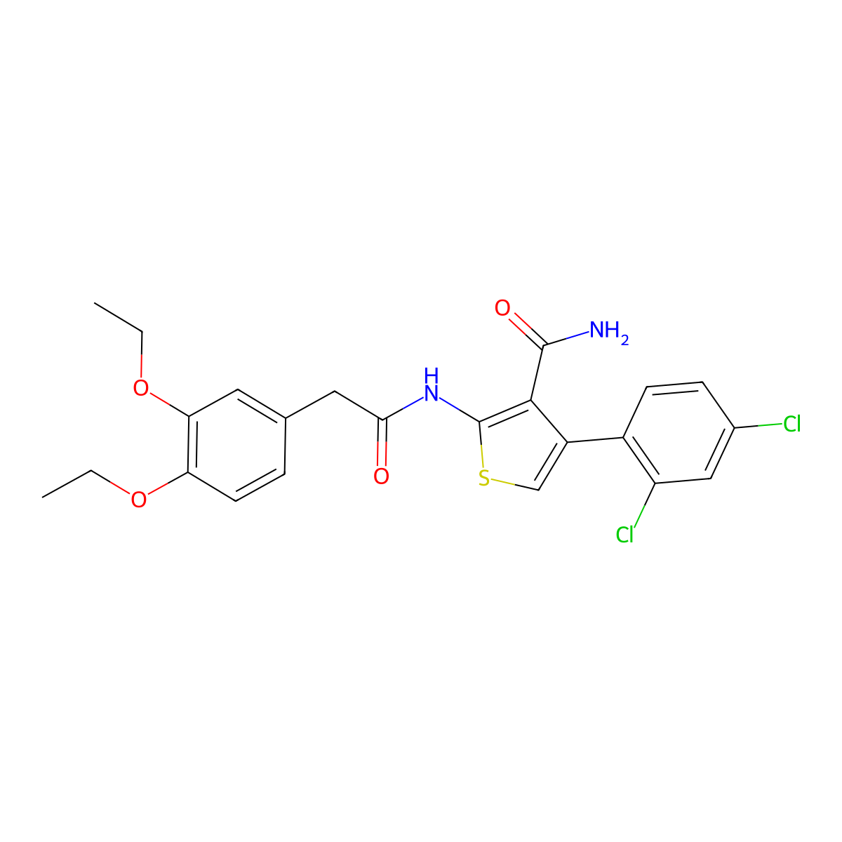 4-(2,4-Dichlorophenyl)-2-[[2-(3,4-diethoxyphenyl)acetyl]amino]thiophene-3-carboxamide molecular structure, CAS 522597-94-0