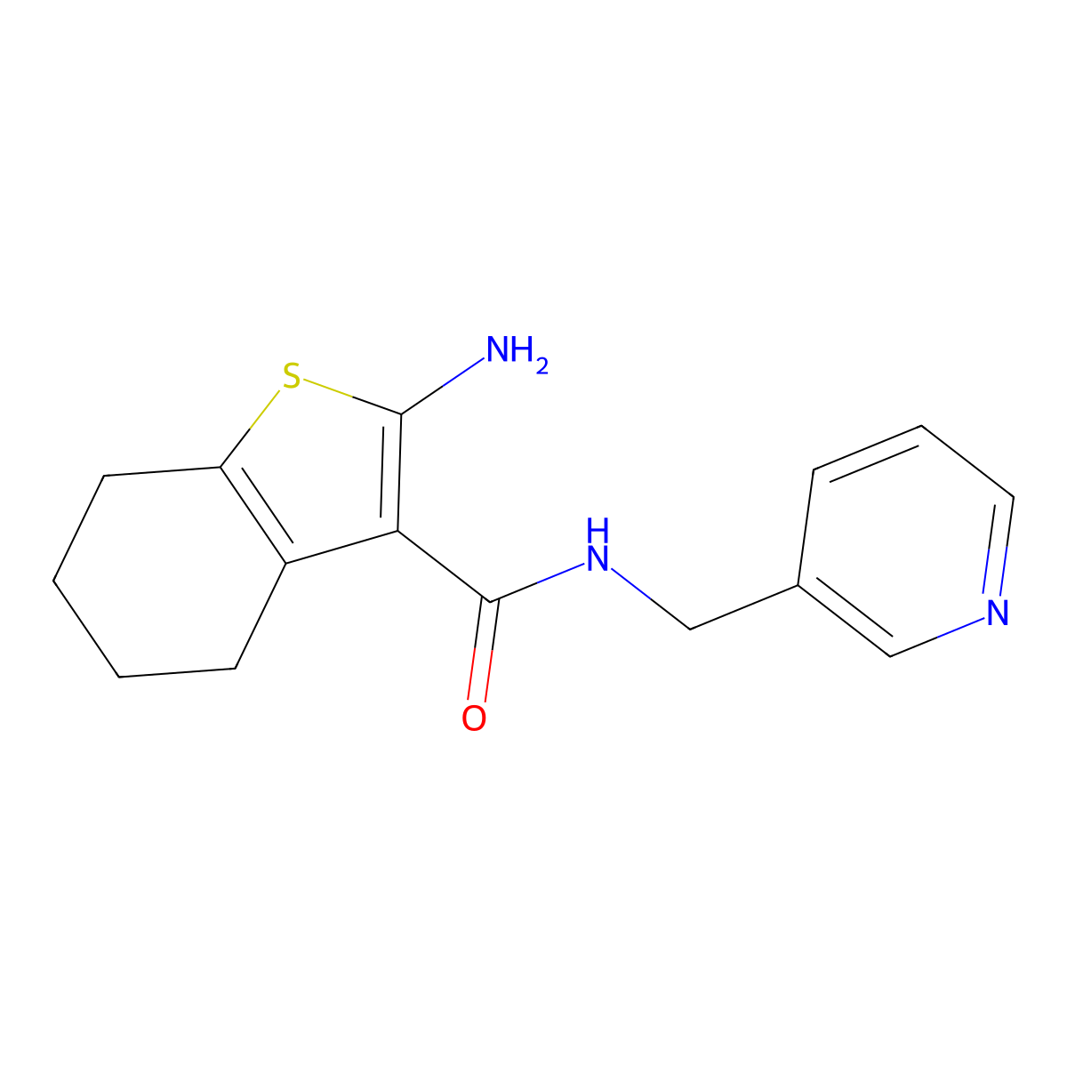 Benzo[b]thiophene-3-carboxamide, 2-amino-4,5,6,7-tetrahydro-N-(3-pyridinylmethyl)- molecular structure, CAS 522597-99-5