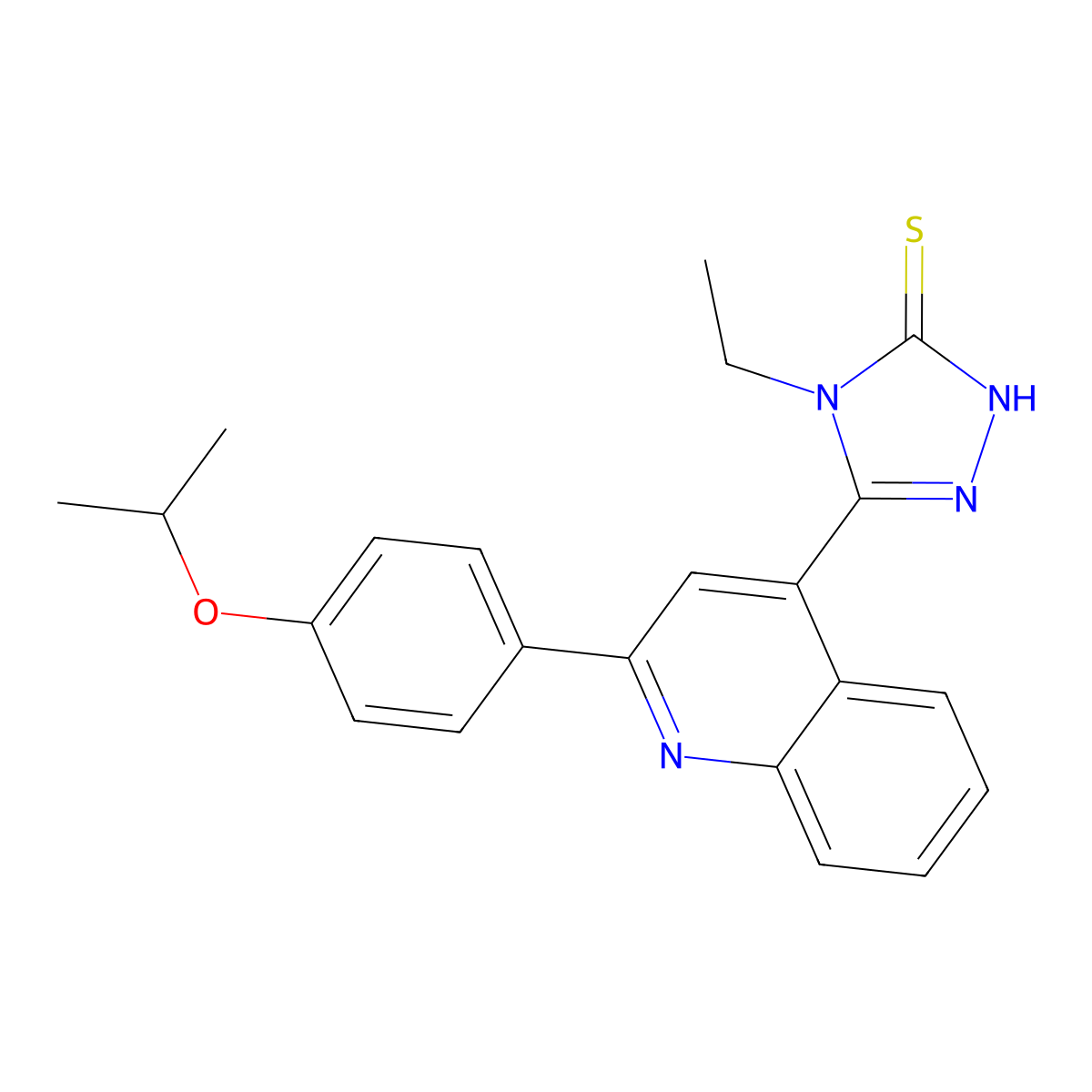 4-ethyl-5-[2-(4-isopropoxyphenyl)-4-quinolinyl]-4H-1,2,4-triazol-3-yl hydrosulfide molecular structure, CAS 522598-08-9