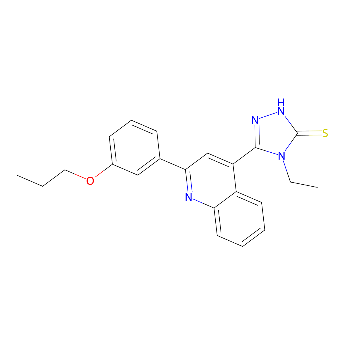 4-ethyl-3-[2-(3-propoxyphenyl)quinolin-4-yl]-1H-1,2,4-triazole-5-thione molecular structure, CAS 522598-10-3