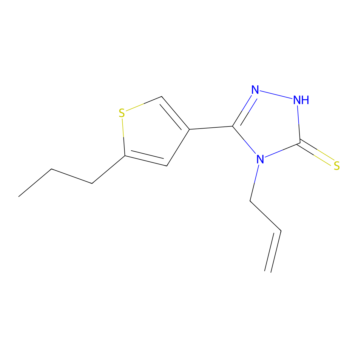 4-allyl-5-(5-propylthien-3-yl)-4H-1,2,4-triazole-3-thiol molecular structure, CAS 522598-13-6