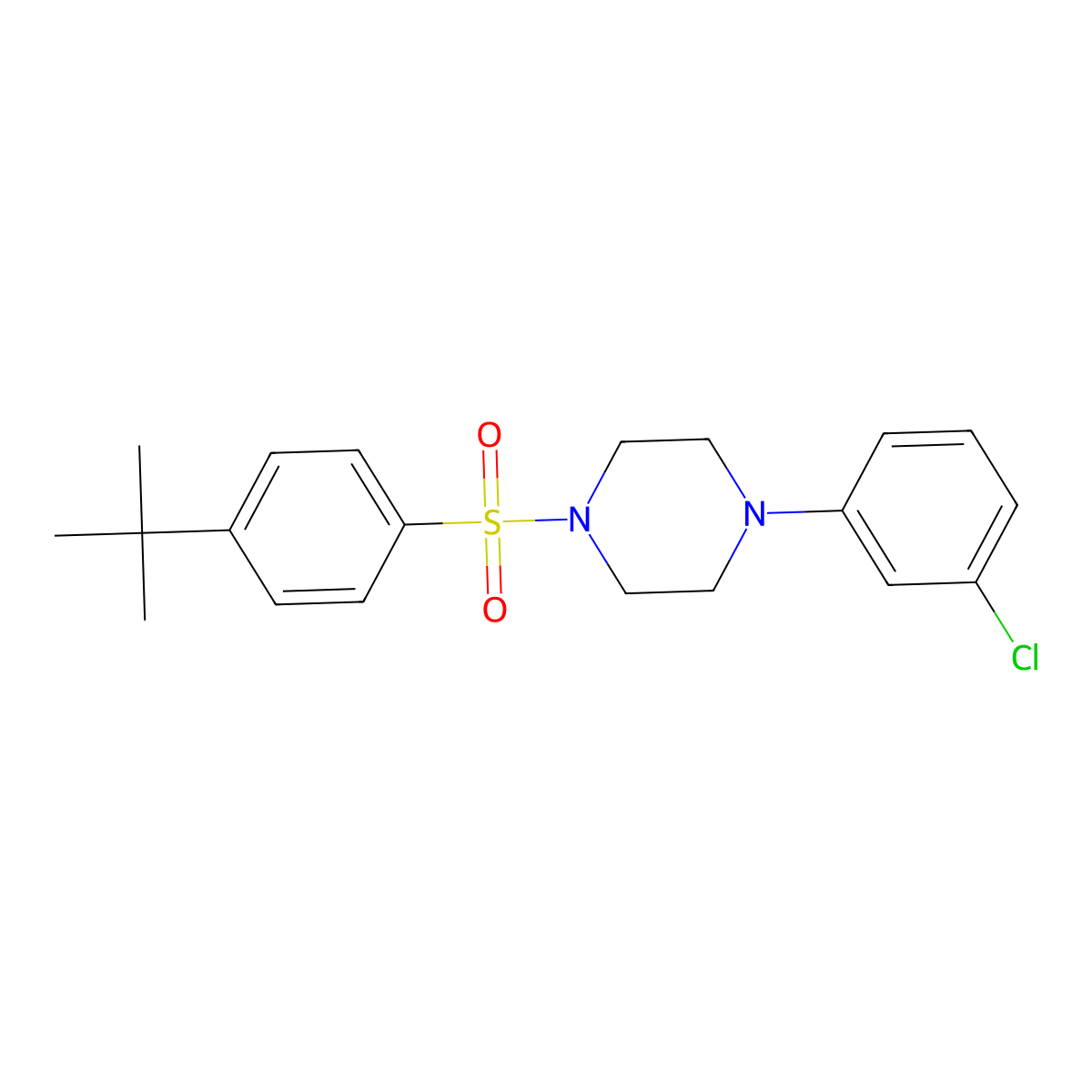 1-[(4-Tert-butylphenyl)sulfonyl]-4-(3-chlorophenyl)piperazine molecular structure, CAS 522598-17-0