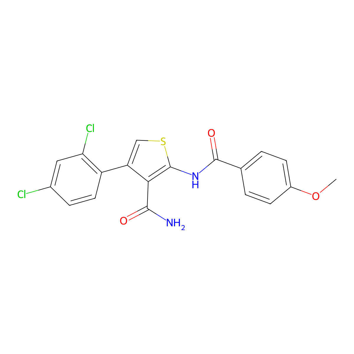 4-(2,4-Dichlorophenyl)-2-[(4-methoxybenzoyl)amino]-3-thiophenecarboxamide molecular structure, CAS 522598-47-6
