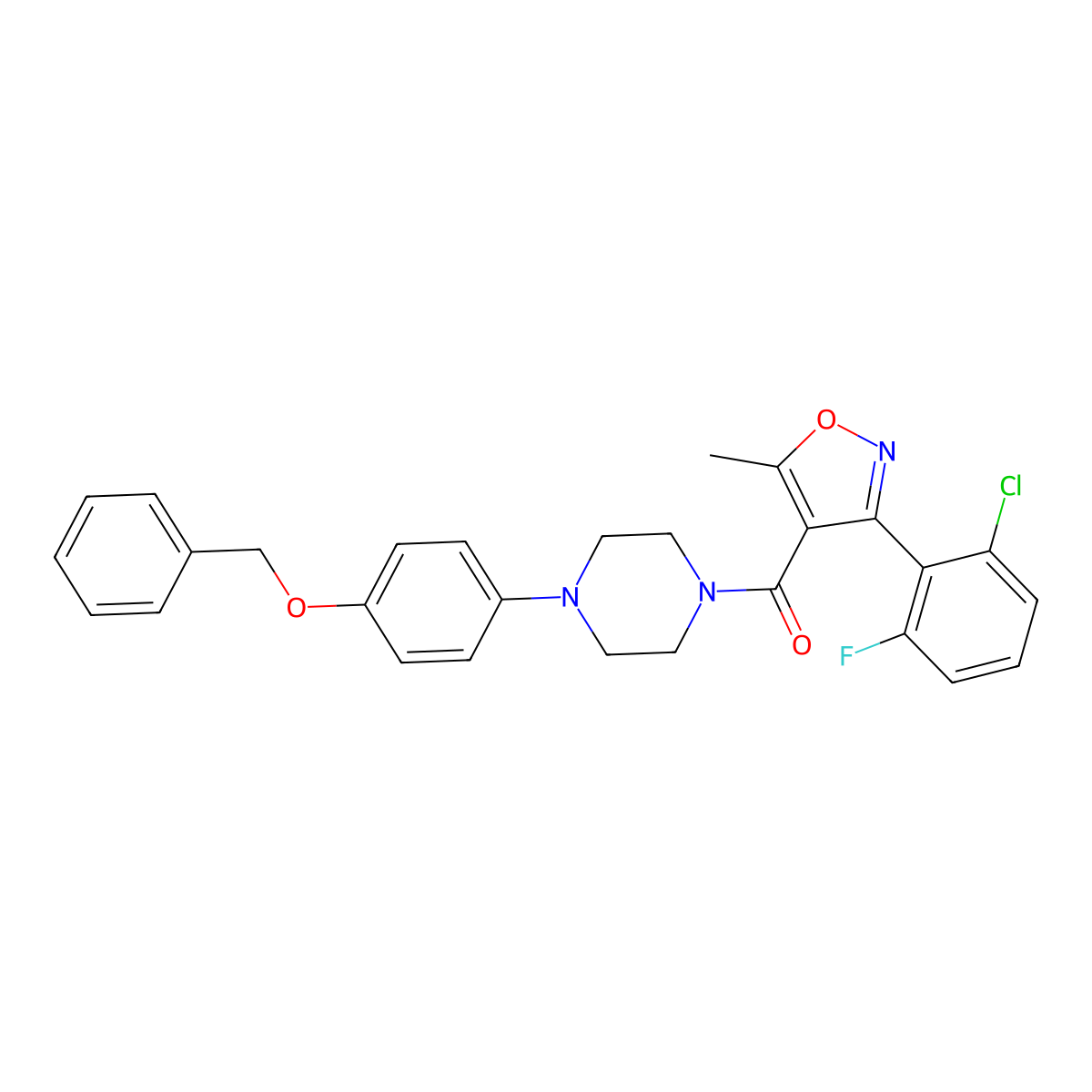 [3-(2-Chloro-6-fluorophenyl)-5-methyl-1,2-oxazol-4-yl]-[4-(4-phenylmethoxyphenyl)piperazin-1-yl]methanone molecular structure, CAS 522598-56-7