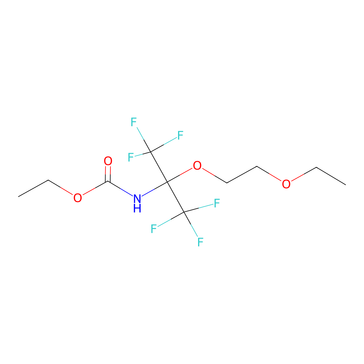 Ethyl [2-(2-ethoxyethoxy)-1,1,1,3,3,3-hexafluoropropan-2-yl]carbamate molecular structure, CAS 5226-09-5