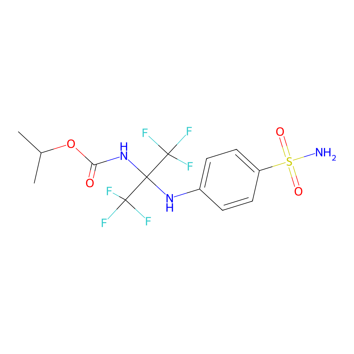 Propan-2-yl {1,1,1,3,3,3-hexafluoro-2-[(4-sulfamoylphenyl)amino]propan-2-yl}carbamate molecular structure, CAS 5226-23-3