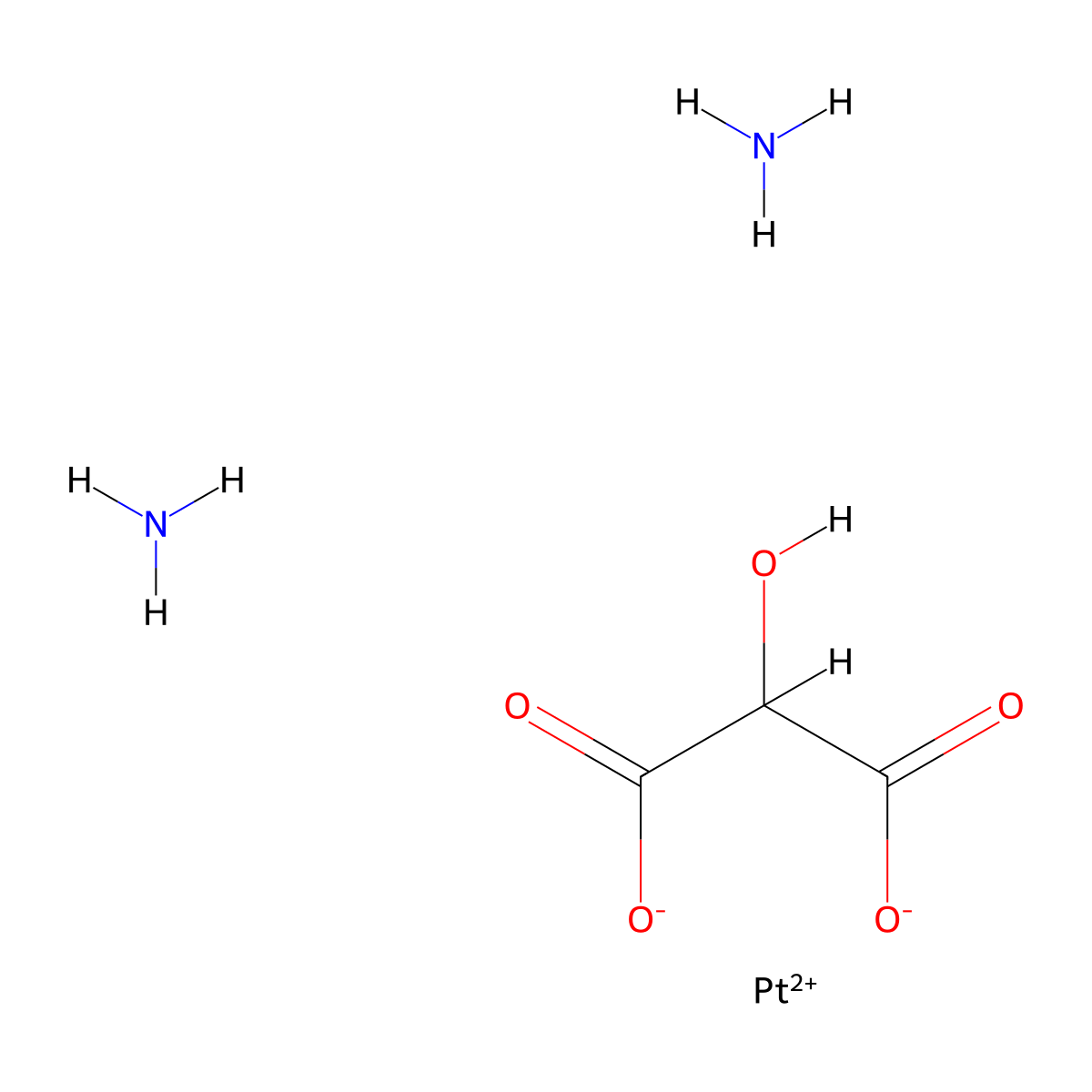 Platinum, diammine(hydroxypropanedioato(2-)-kappaO1,kappaO3)-, (SP-4-2)- molecular structure, CAS 52260-82-9