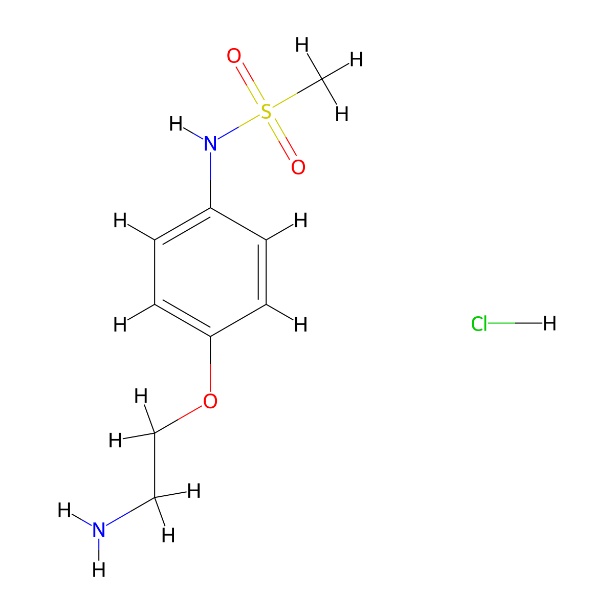 N-[4-(2-aminoethoxy)phenyl]methanesulfonamide hydrochloride molecular structure, CAS 522602-28-4