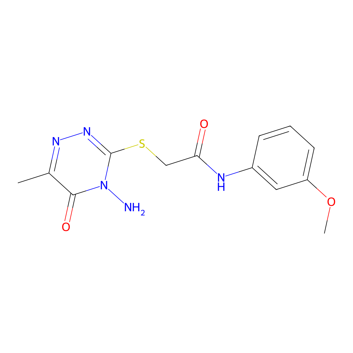 2-((4-amino-6-methyl-5-oxo-4,5-dihydro-1,2,4-triazin-3-yl)thio)-N-(3-methoxyphenyl)acetamide molecular structure, CAS 522604-37-1