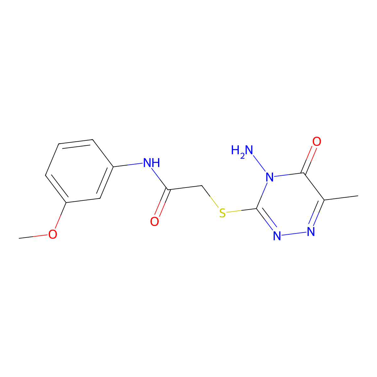 2-((4-amino-6-methyl-5-oxo-4,5-dihydro-1,2,4-triazin-3-yl)thio)-N-(3-methoxyphenyl)acetamide molecular structure, CAS 522604-37-1