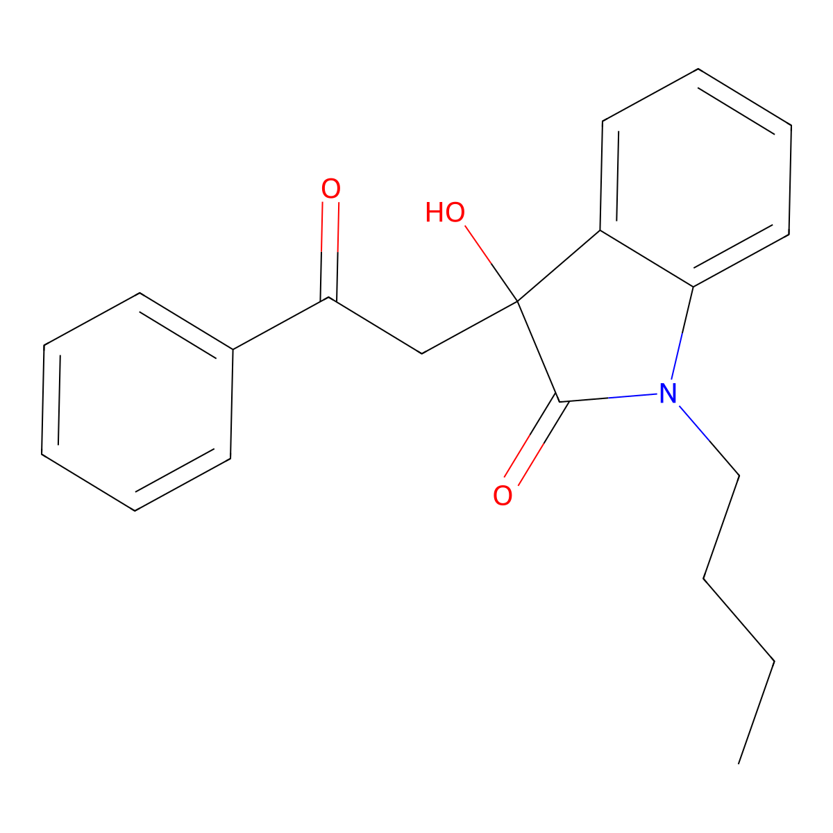 1-Butyl-3-hydroxy-3-phenacylindol-2-one molecular structure, CAS 522604-90-6