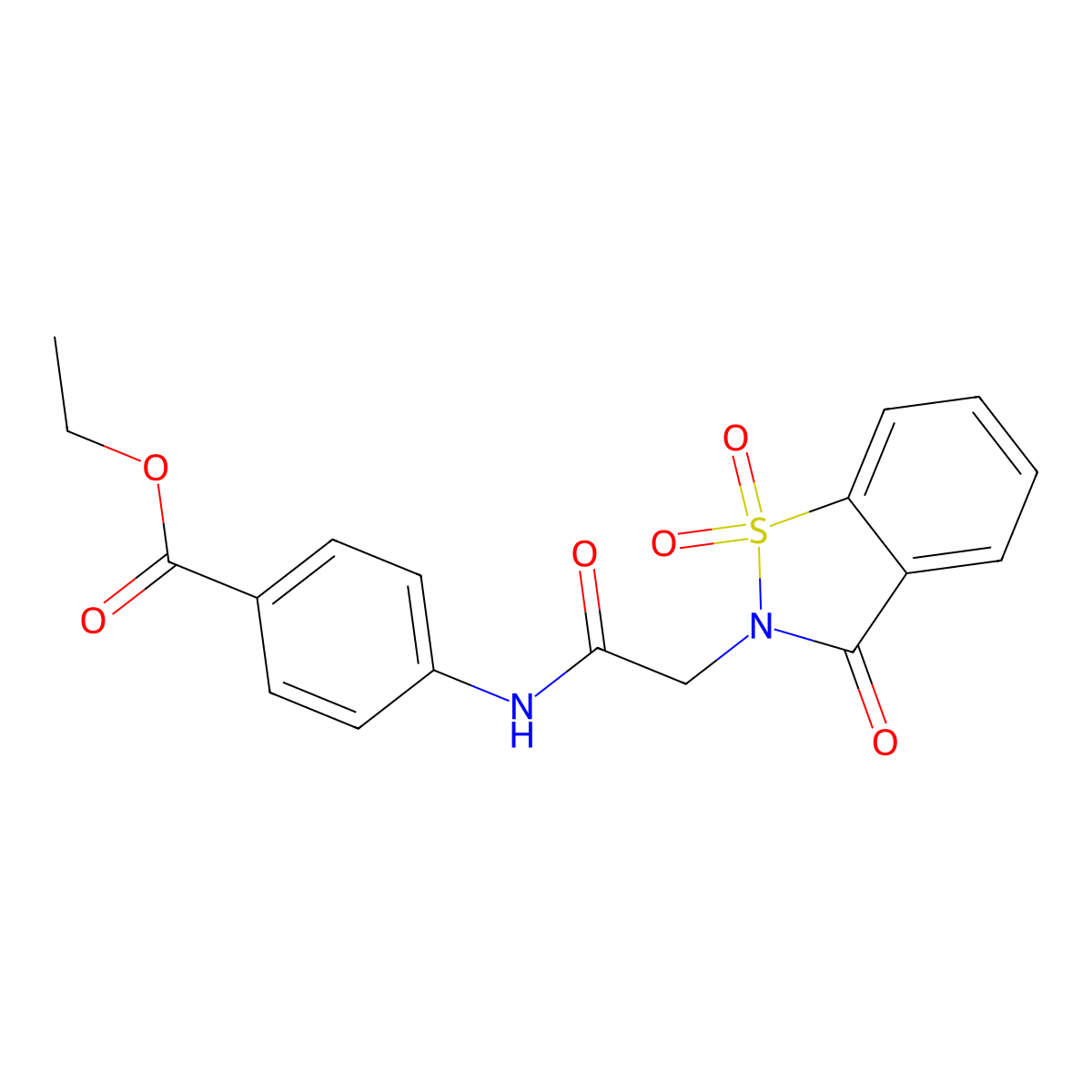ethyl 4-(2-(1,1-dioxido-3-oxobenzo[d]isothiazol-2(3H)-yl)acetamido)benzoate molecular structure, CAS 522605-47-6