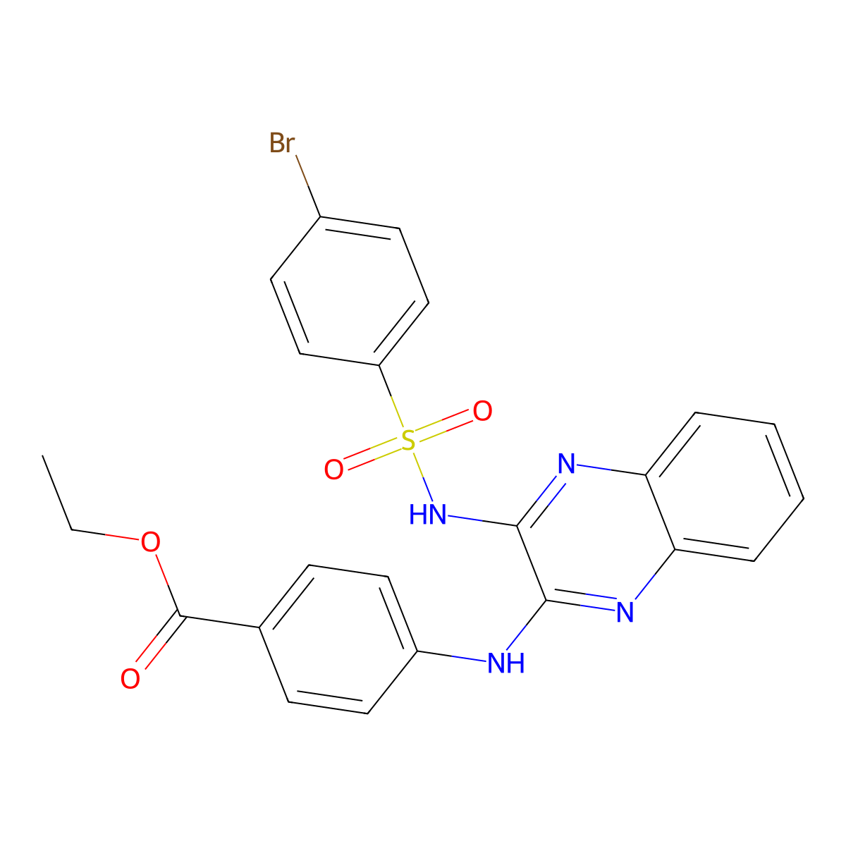 Ethyl 4-{[3-(4-bromobenzenesulfonamido)quinoxalin-2-yl]amino}benzoate molecular structure, CAS 522605-74-9