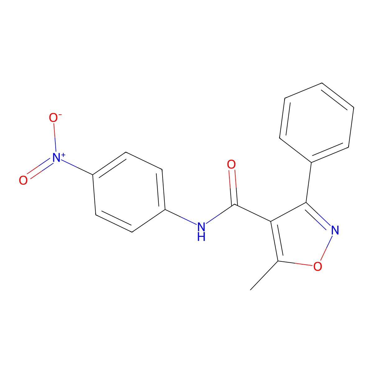 5-methyl-N-(4-nitrophenyl)-3-phenyl-1,2-oxazole-4-carboxamide molecular structure, CAS 522605-89-6