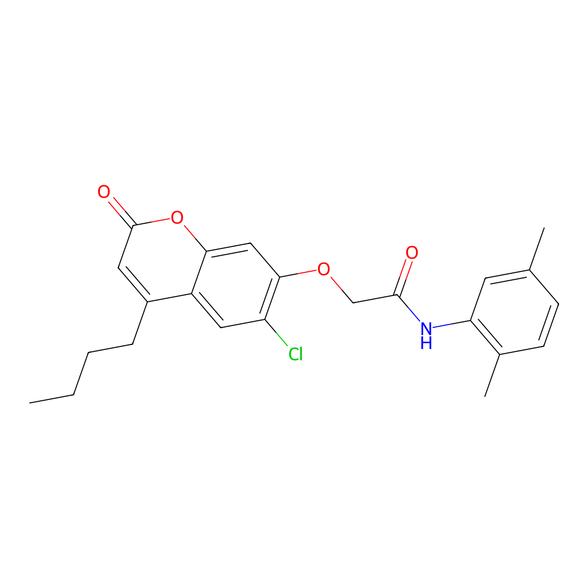 2-[(4-butyl-6-chloro-2-oxo-2H-chromen-7-yl)oxy]-N-(2,5-dimethylphenyl)acetamide molecular structure, CAS 522605-92-1