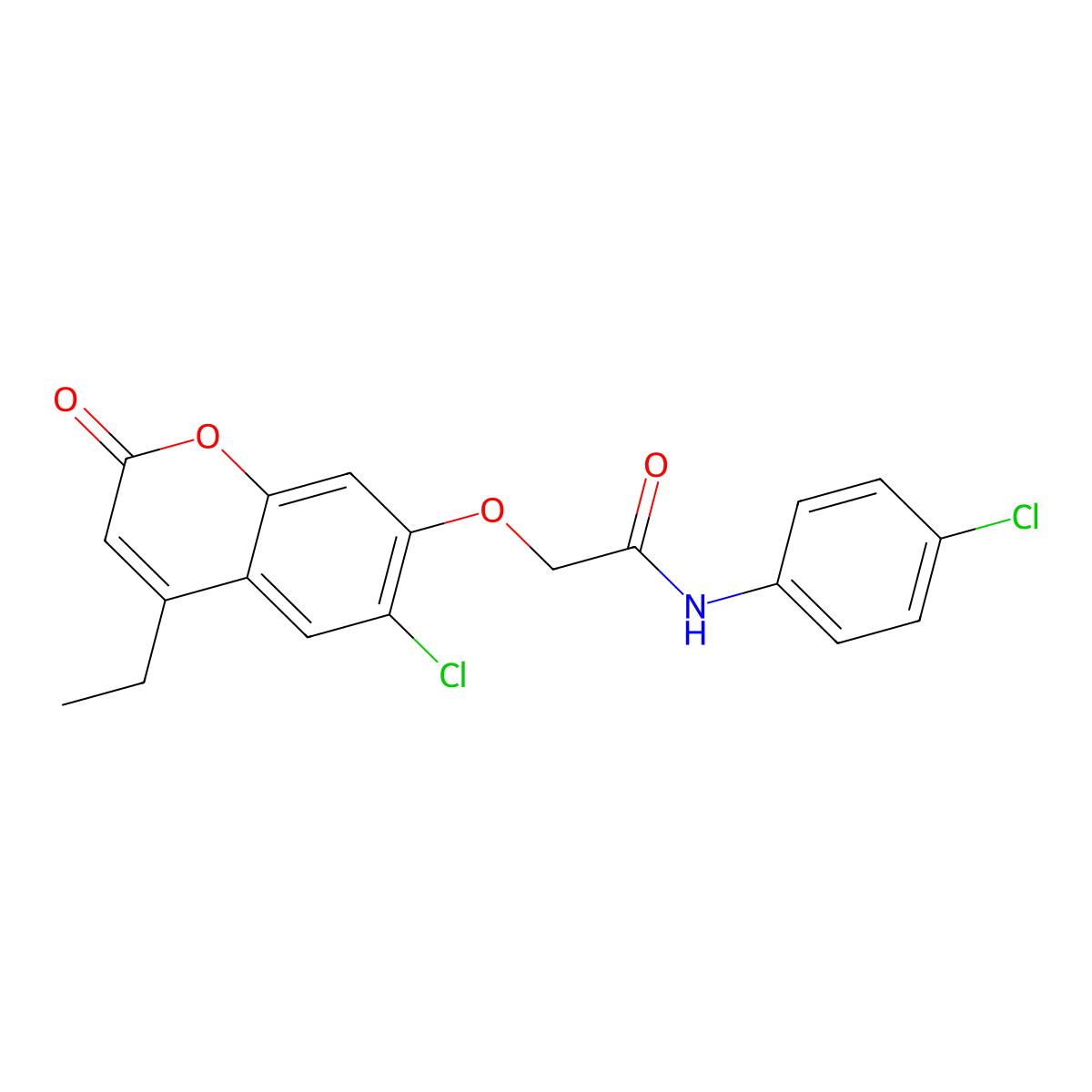 2-[(6-chloro-4-ethyl-2-oxo-2H-chromen-7-yl)oxy]-N-(4-chlorophenyl)acetamide molecular structure, CAS 522605-99-8