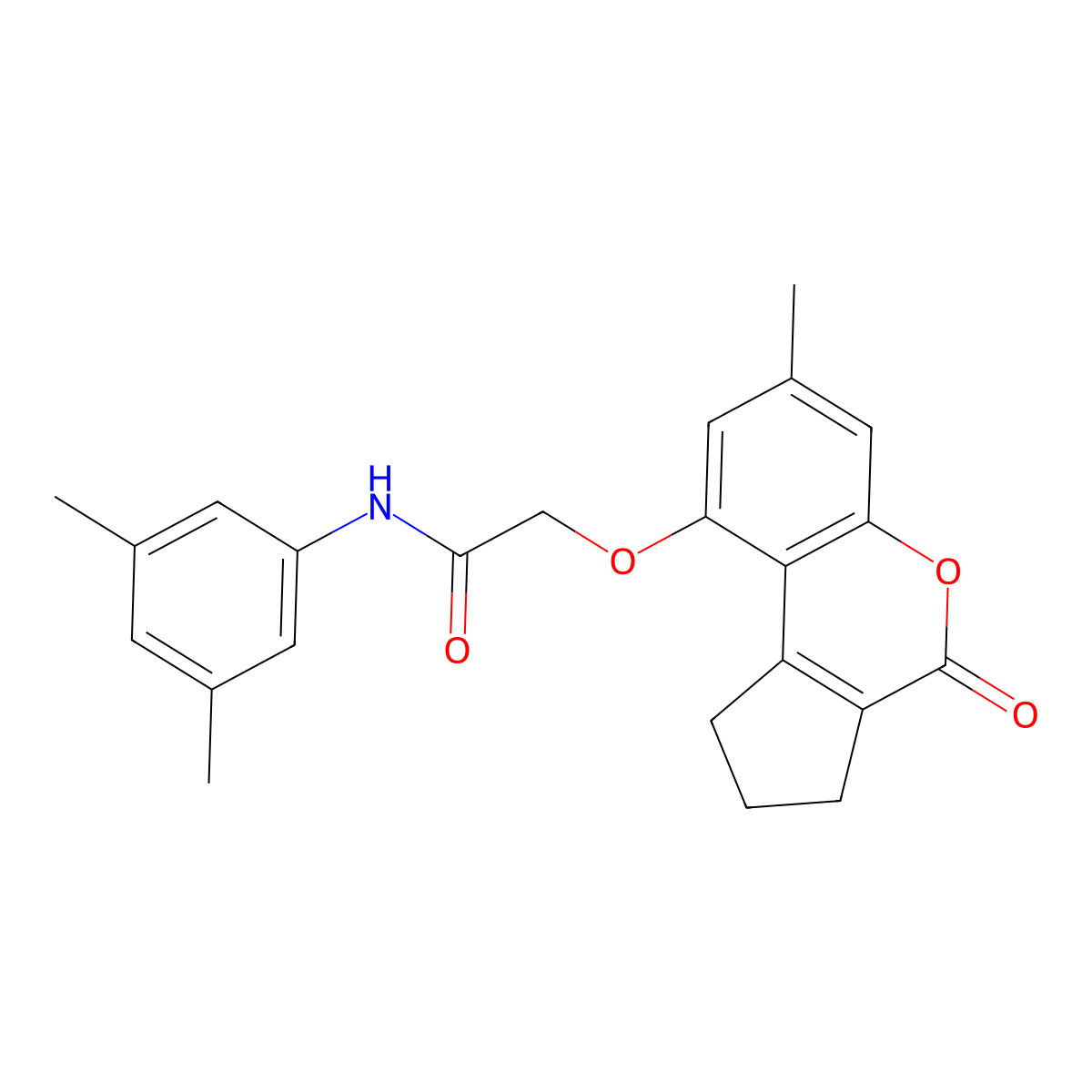 N-(3,5-dimethylphenyl)-2-({7-methyl-4-oxo-1H,2H,3H,4H-cyclopenta[c]chromen-9-yl}oxy)acetamide molecular structure, CAS 522606-04-8